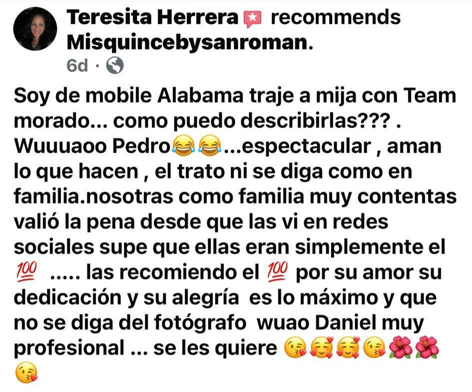 Reseña de Teresita Herrera para Team Morado en Facebook